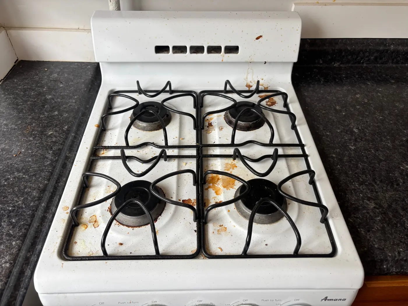 Before cleaning: gas range